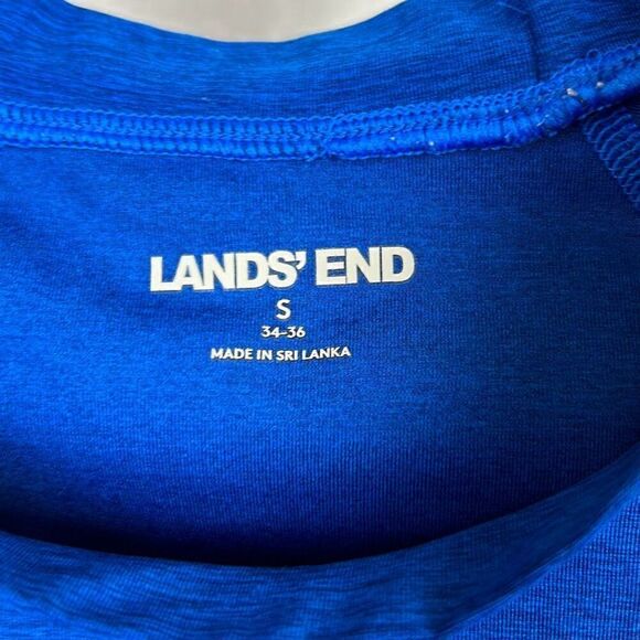 Lands' End Mens Swim Shirt Rash Guard Sz S 34-36 Blue Short Sleeve - Picture 2 of 4